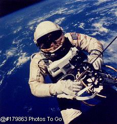 Man floating in space
